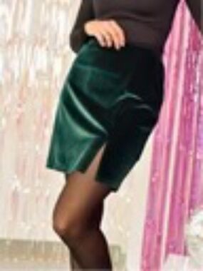 Rachel Polly Forest Green Velvet Skirt Size M